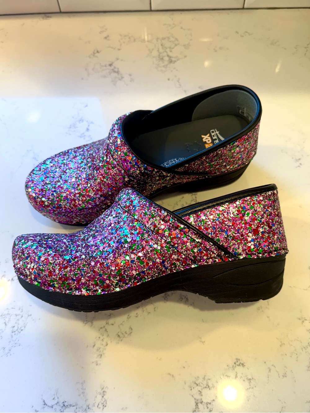 dansko professional XP 2.0 clogs - rainbow party glitter 39 8-8.5